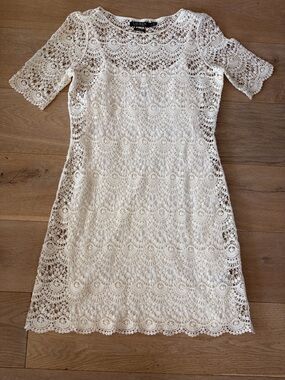 Lauren Ralph Lauren white 100% cotton crochet lace boho festival boat neck- M